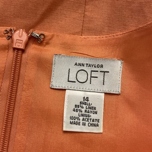 Ann Taylor Loft woman’s orange / peach sleeveless linen / rayon blend dress 14 - Picture 8 of 12